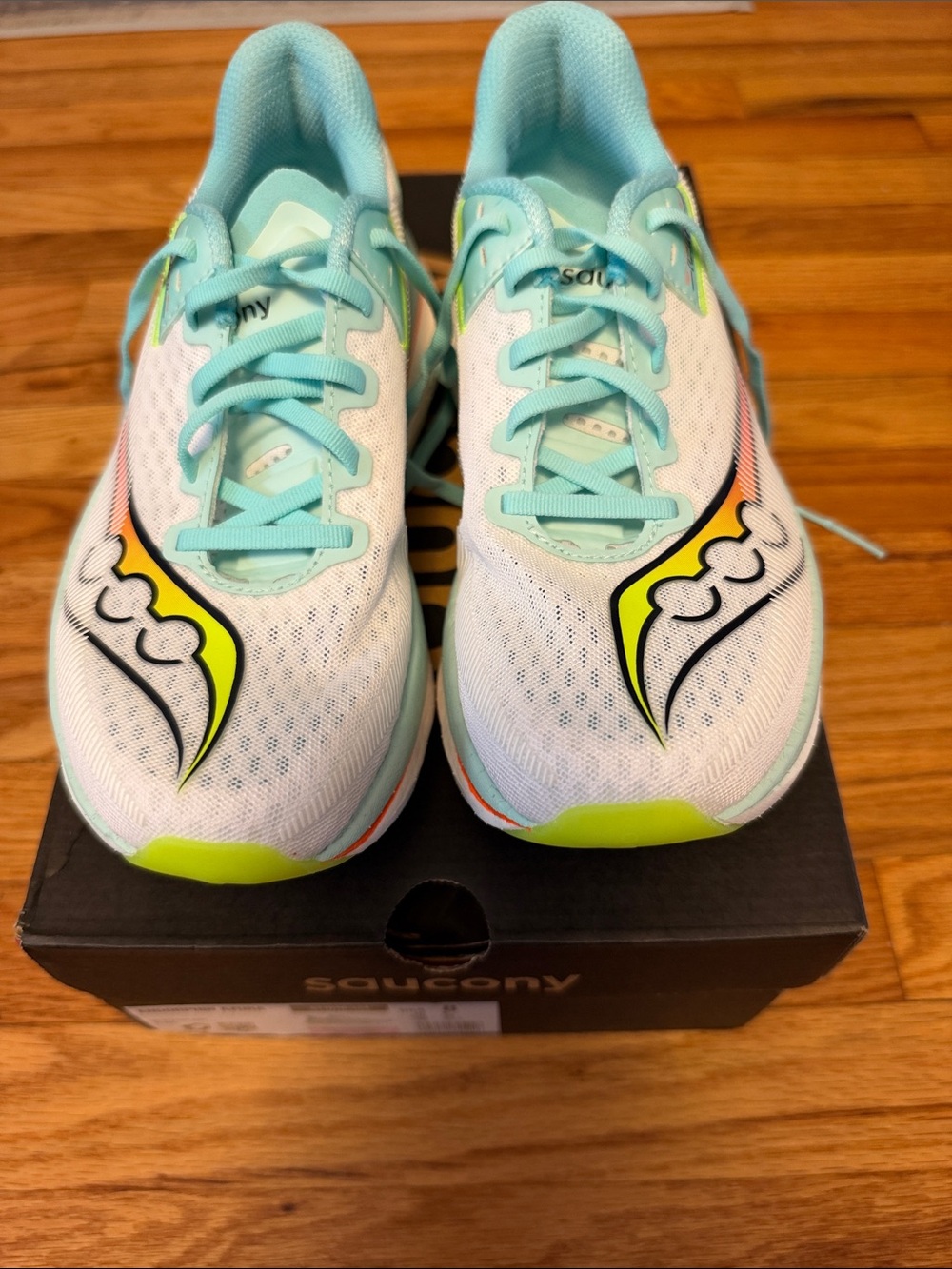 Saucony Women’s White, Aqua & Neon Yellow Running Shoes